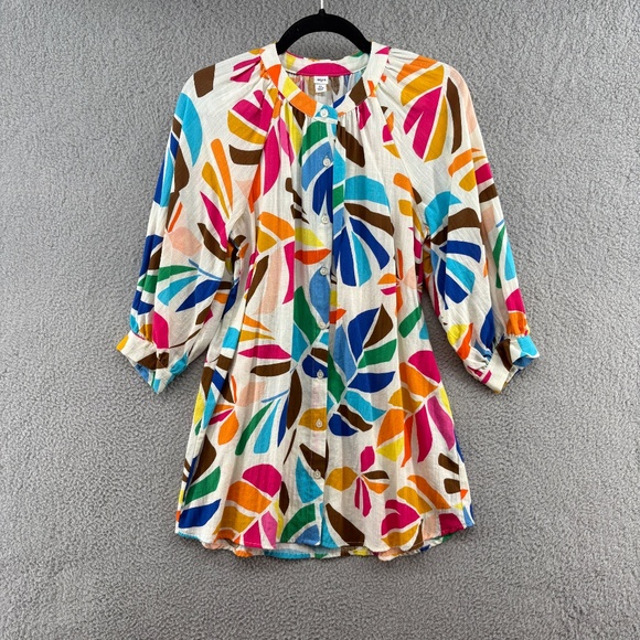 Tabitha Brown x Target Multicolor Leaf Print Tunic Top Blouse XS - Picture 1 of 6